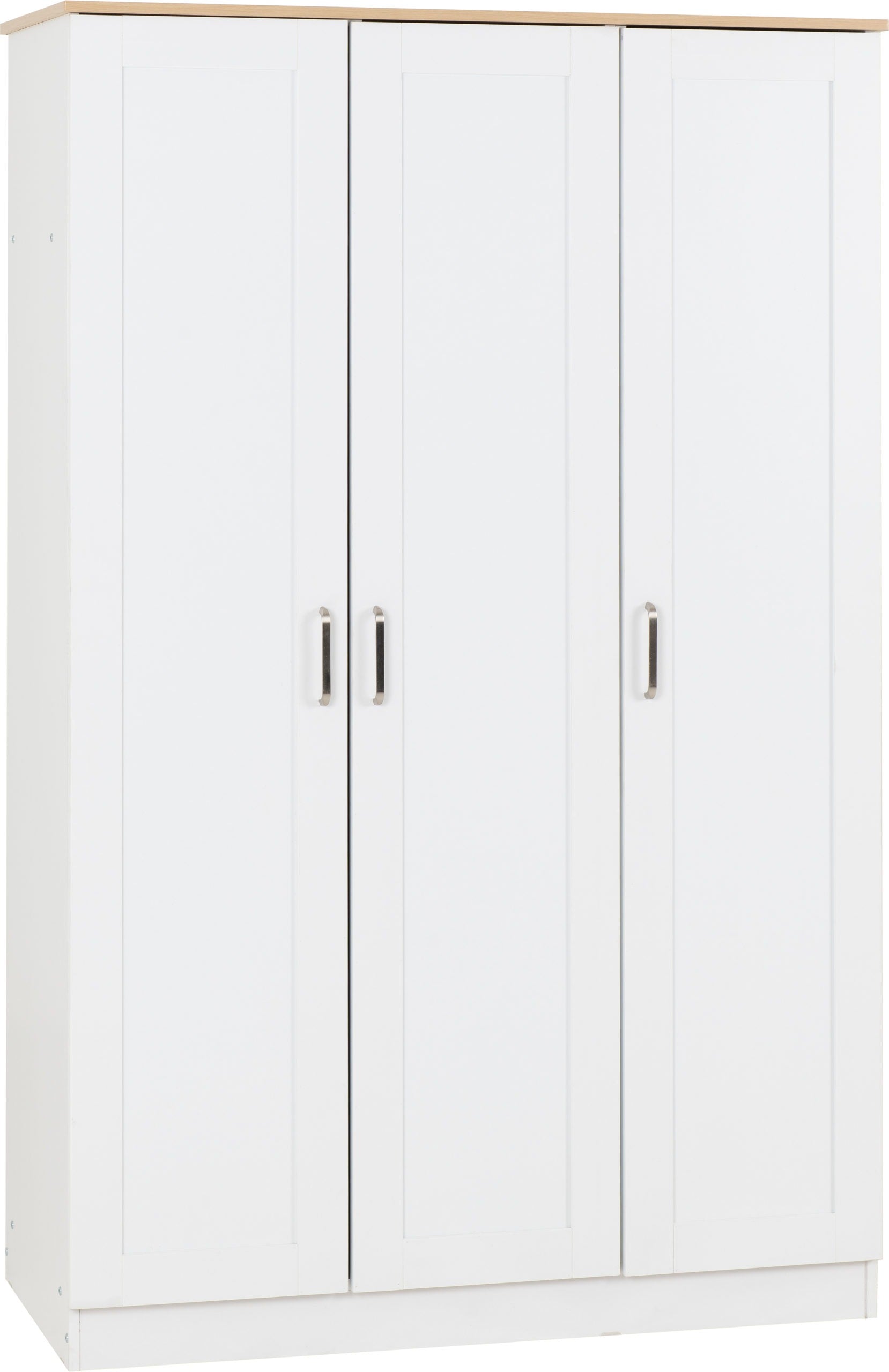 PORTLAND 3 DOOR WARDROBE - WHITE/OAK EFFECT
